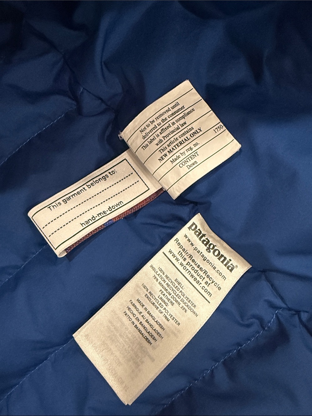 Patagonia Kids Royal Blue Lightweight Down Puffer Jacket - Picture 6 of 7